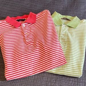 Set of 2 Scott Barber Polos Short Sleeve Striped Cotton Size Large EUC
